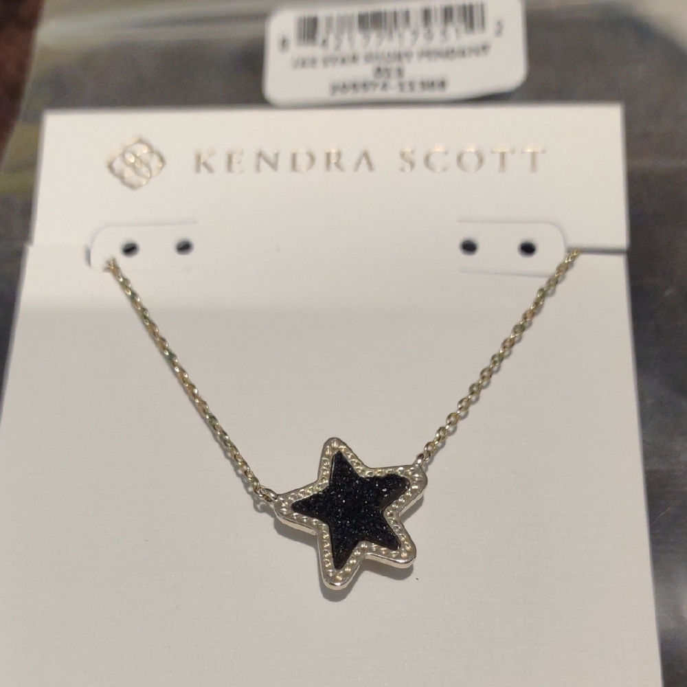 Kendra Scott Black Star Necklace with Gold Chain